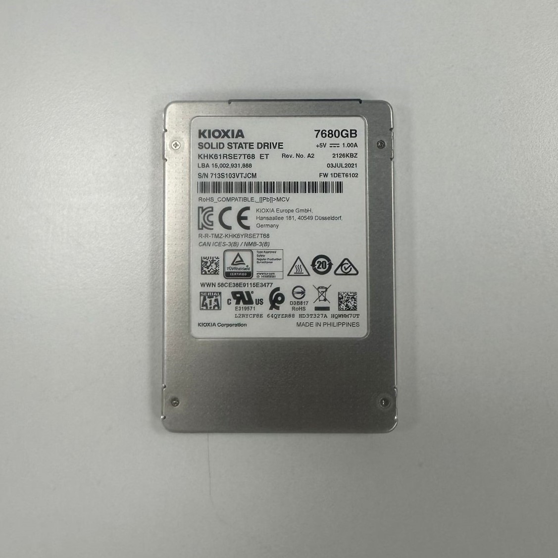 KIOXIA 7.68 TB 2.5" 550-530 MB-S DWPD:1 SERVER SSD