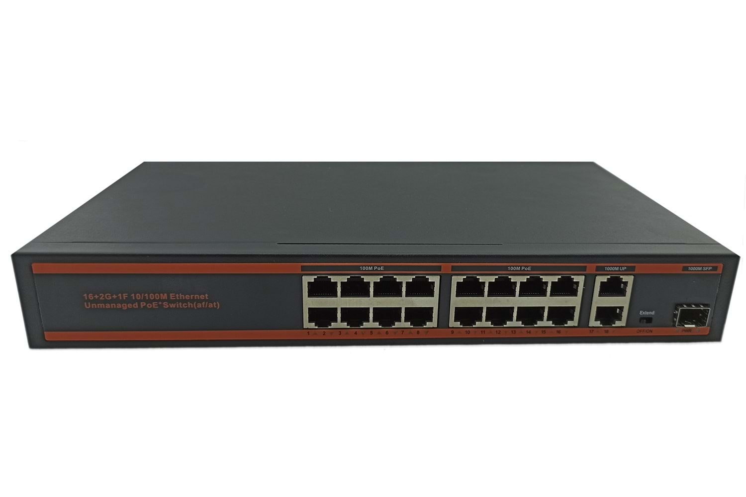 NOVA ND1PD1622LFGX 16 PORT POE+ 10-100 MBPS 2 PORT 10-100-1000 MBPS UPLINK  1 PORT SFP SWITCH 250W