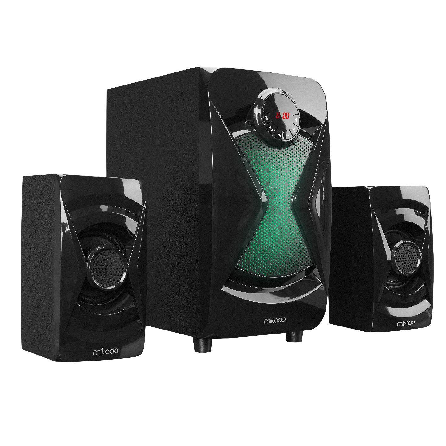 MIKADO MD-370BT 2+1 38W SIYAH BT-AUX-USB-FM-LED ISIKLI MULTIMEDIA SPEAKER