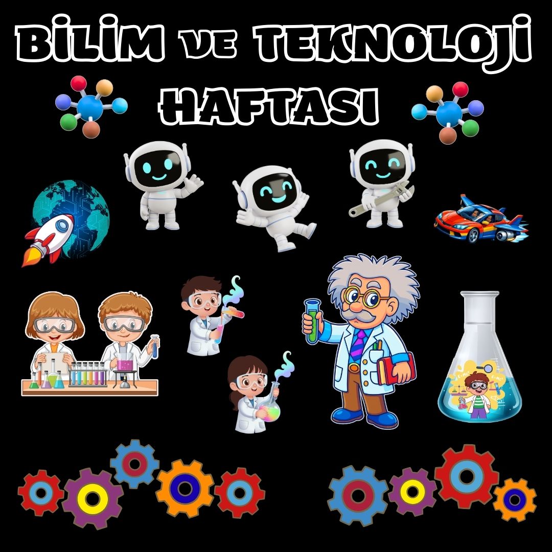 Bilim ve Teknoloji Haftası Parçalı Pano Süsü – Hazır Kesimli Bristol Karton Okul ve Sınıf Panosu Dekoru