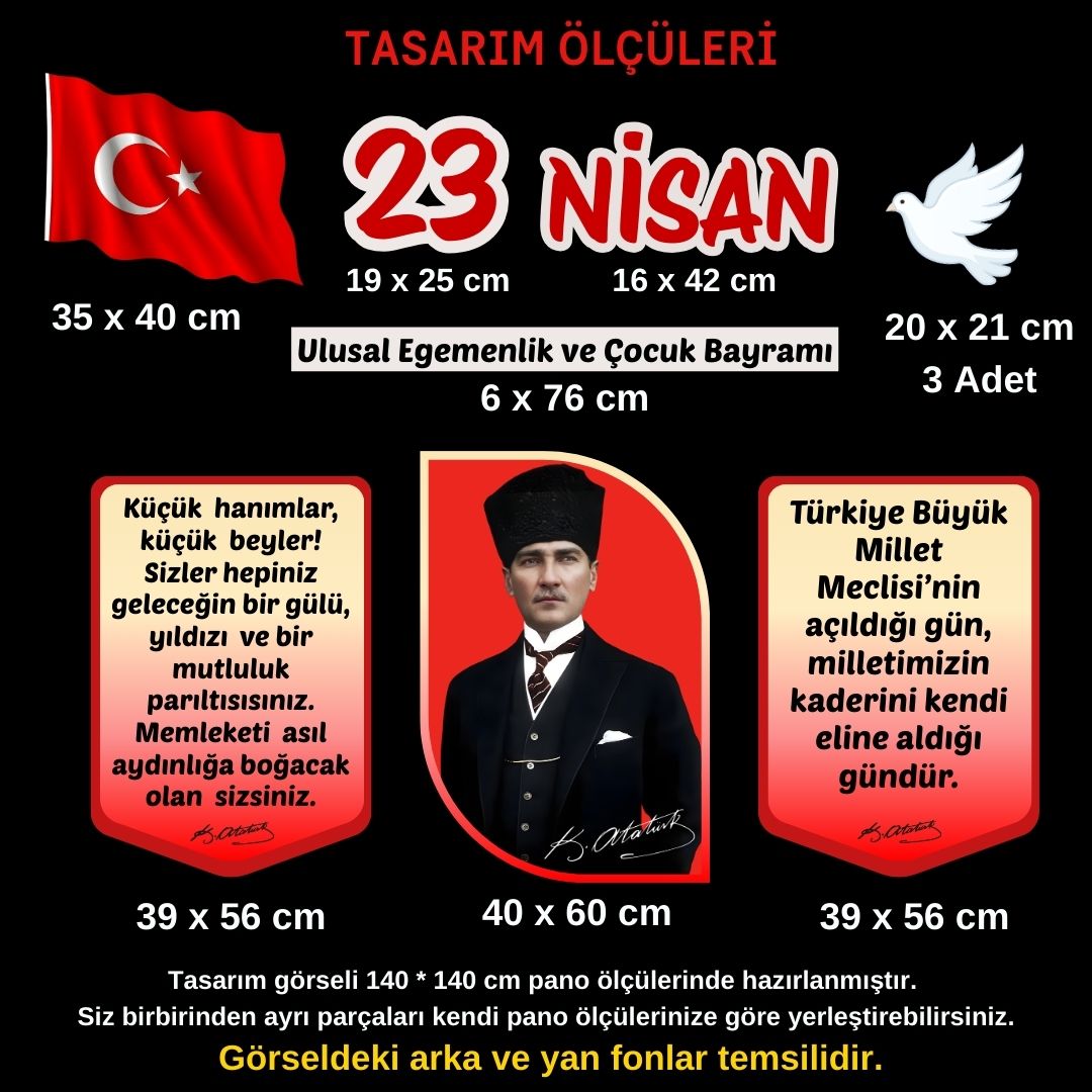 23 Nisan Çocuk Bayramı Parçalı Pano Süsü Model 02 | Okul ve Sınıf Panosu Figür Seti