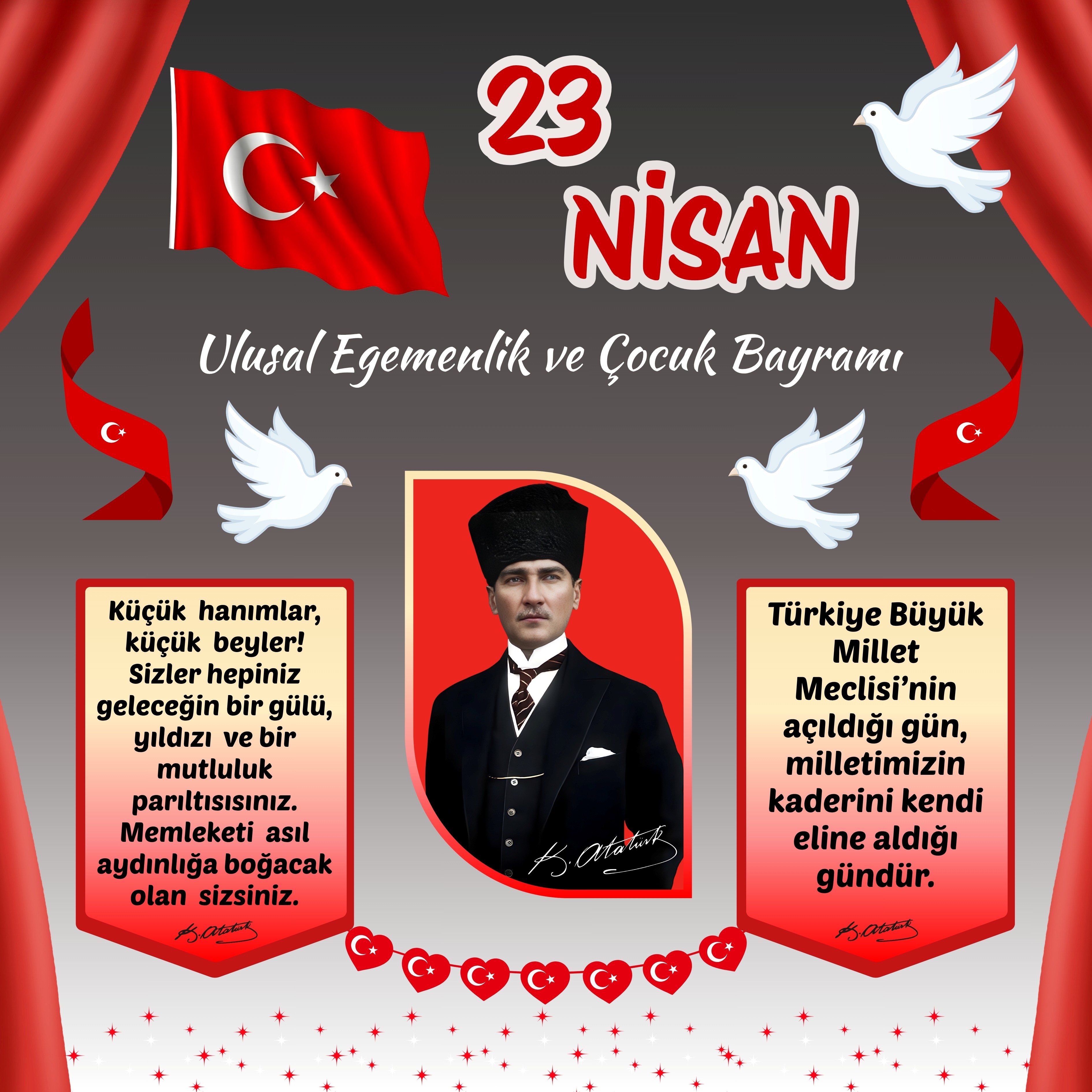 23 Nisan Ulusal Egemenlik ve Çocuk Bayramı PVC Vinil Pano Süsü 160x160 cm | Tek Parça Okul Sınıf Panosu (Model 05) 23 Nisan Ulusal Egemenlik ve Çocuk Bayramı PVC Vinil Pano Süsü 160x160 cm | Tek Parça Okul Sınıf Panosu (Model 05)