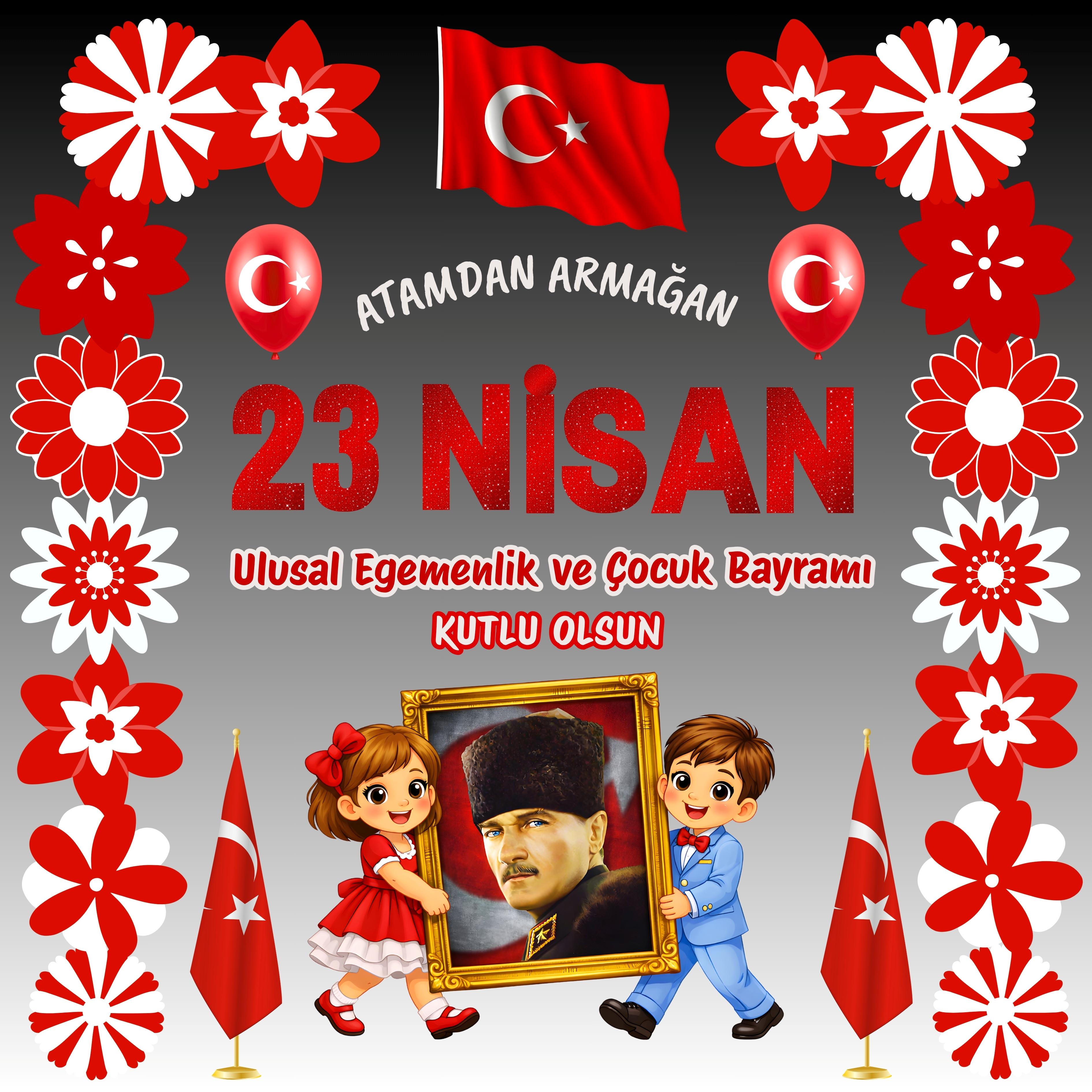 23 Nisan Ulusal Egemenlik ve Çocuk Bayramı PVC Vinil Pano Süsü 160x160 cm | Tek Parça Okul Sınıf Panosu (Model 06) 23 Nisan Ulusal Egemenlik ve Çocuk Bayramı PVC Vinil Pano Süsü 160x160 cm | Tek Parça Okul Sınıf Panosu (Model 06)