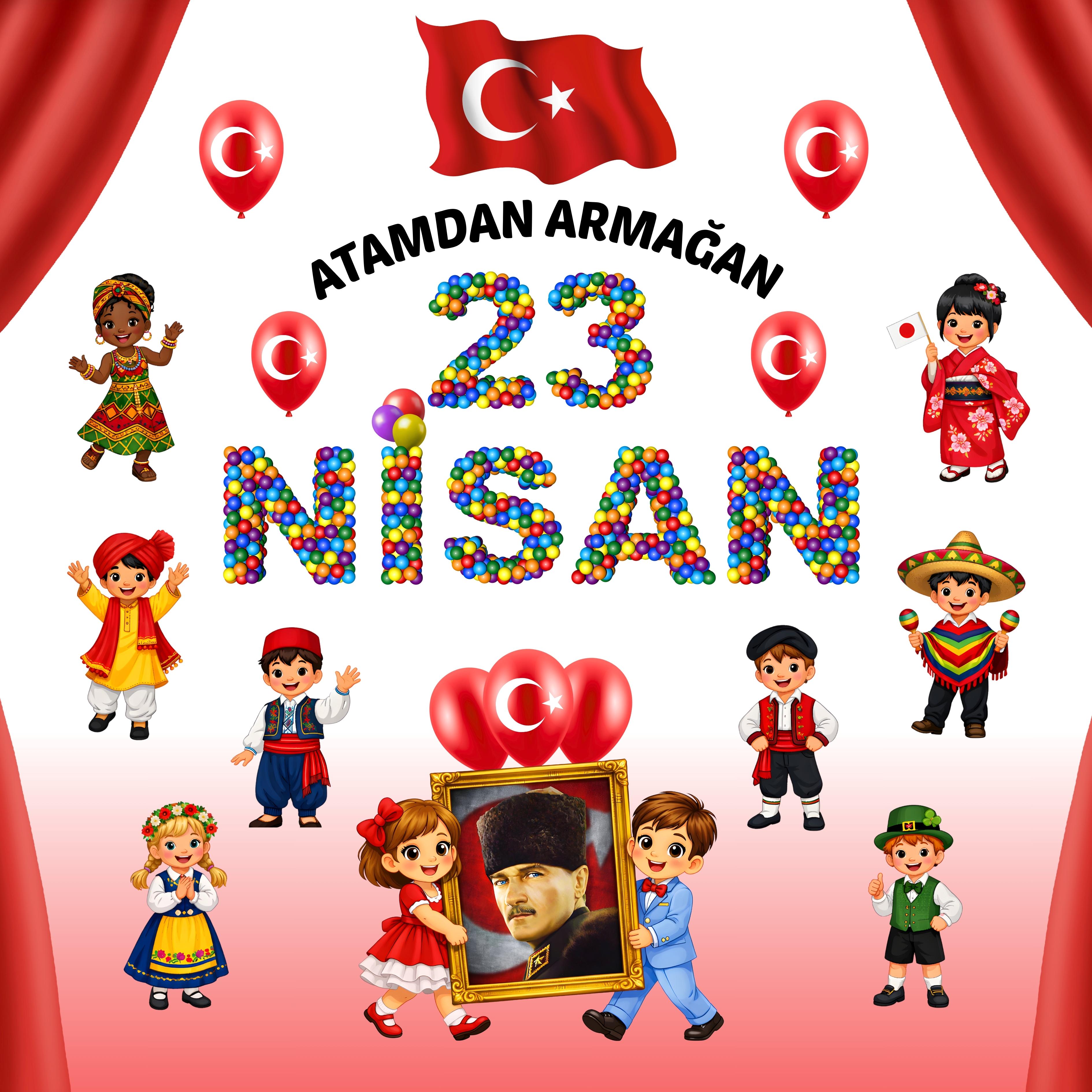 23 Nisan Ulusal Egemenlik ve Çocuk Bayramı PVC Vinil Pano Süsü 160x160 cm | Tek Parça Okul Sınıf Panosu (Model 07) 23 Nisan Ulusal Egemenlik ve Çocuk Bayramı PVC Vinil Pano Süsü 160x160 cm | Tek Parça Okul Sınıf Panosu (Model 07)