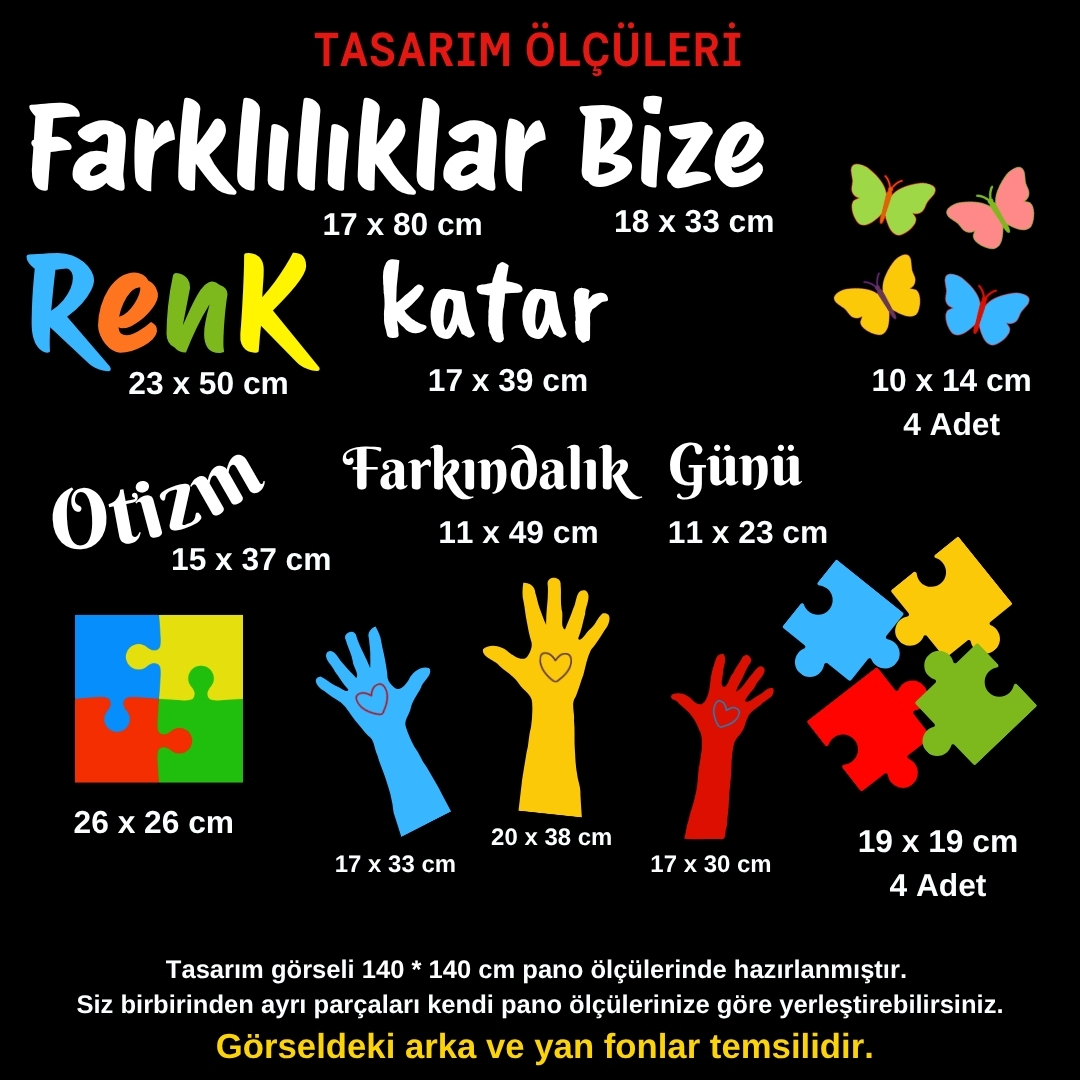 Otizm Farkındalık Günü Okul Panosu Figür Seti | Hazır Kesim Sınıf Süsü