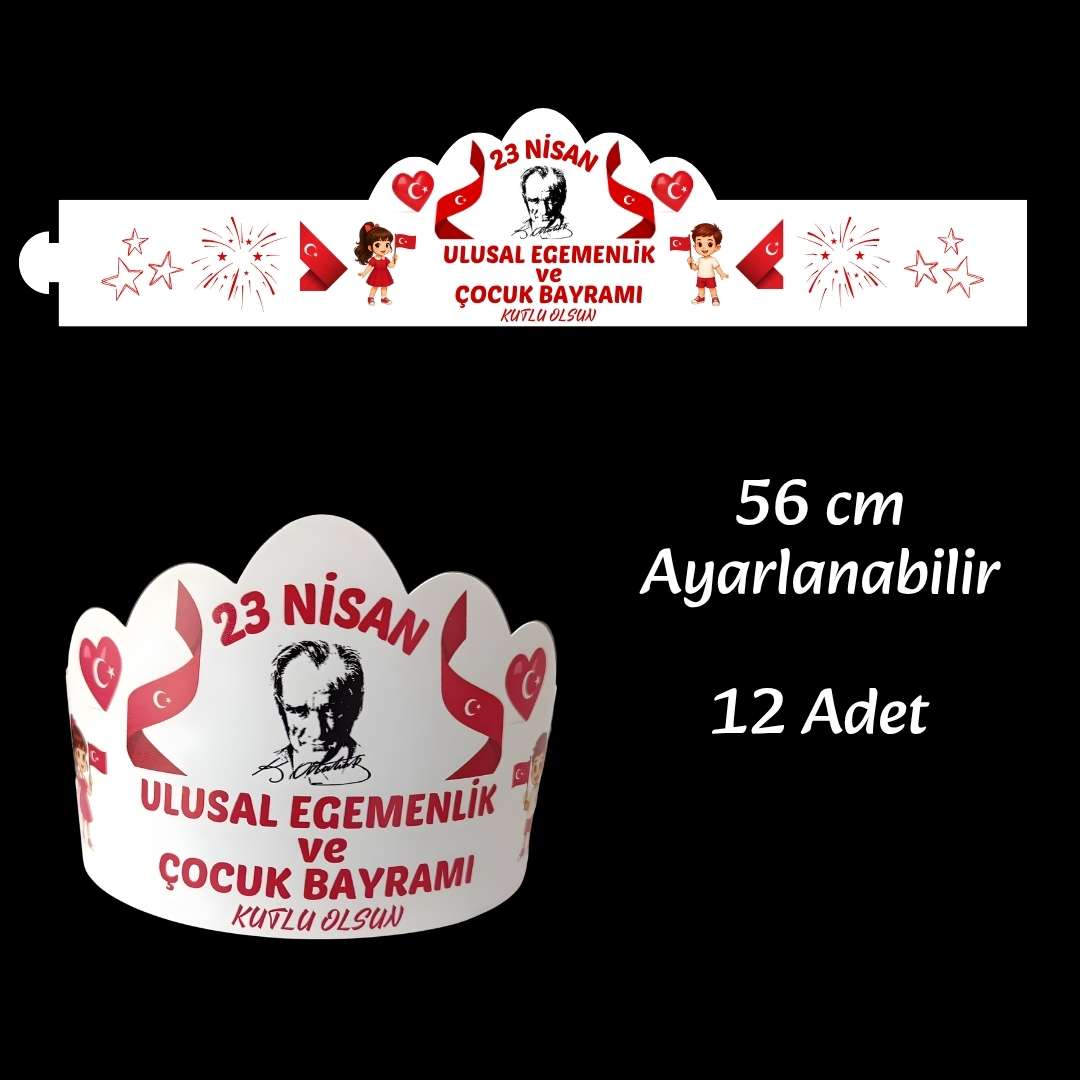 23 Nisan Tacı 12’li Set Model 01 | Ayarlanabilir Çocuk Tacı