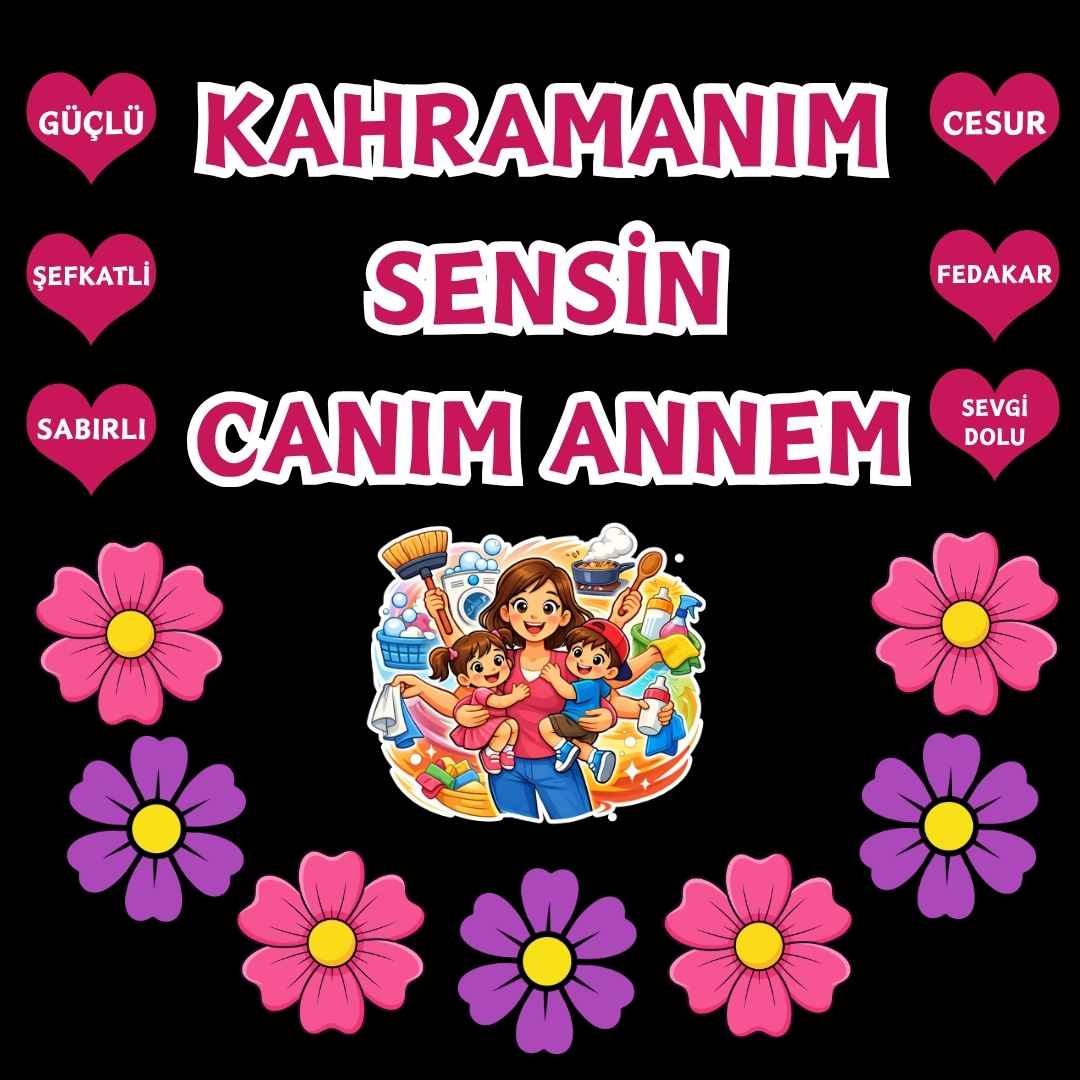 Anneler Günü Okul Panosu Figür Seti | Hazır Kesim Sınıf Süsü