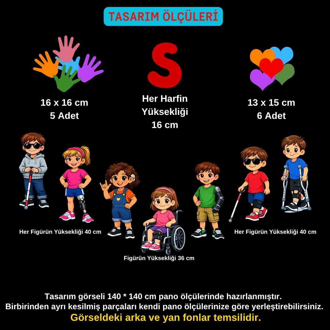Engelliler Haftası Okul Panosu Figür Seti | Hazır Kesim Sınıf Süsü 