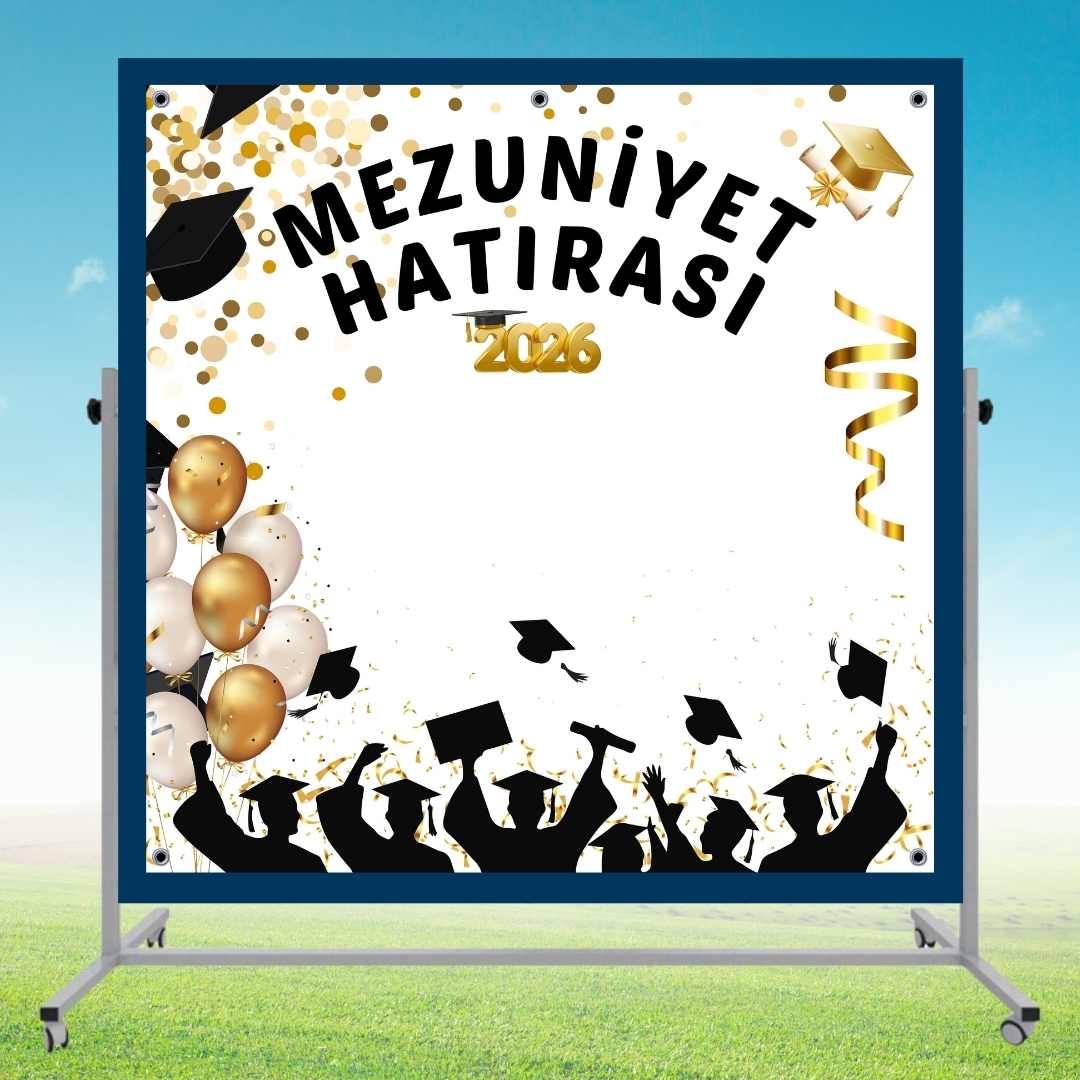 Mezuniyet Fotoğraf Panosu 160x160 cm PVC Vinil Tek Parça model 02