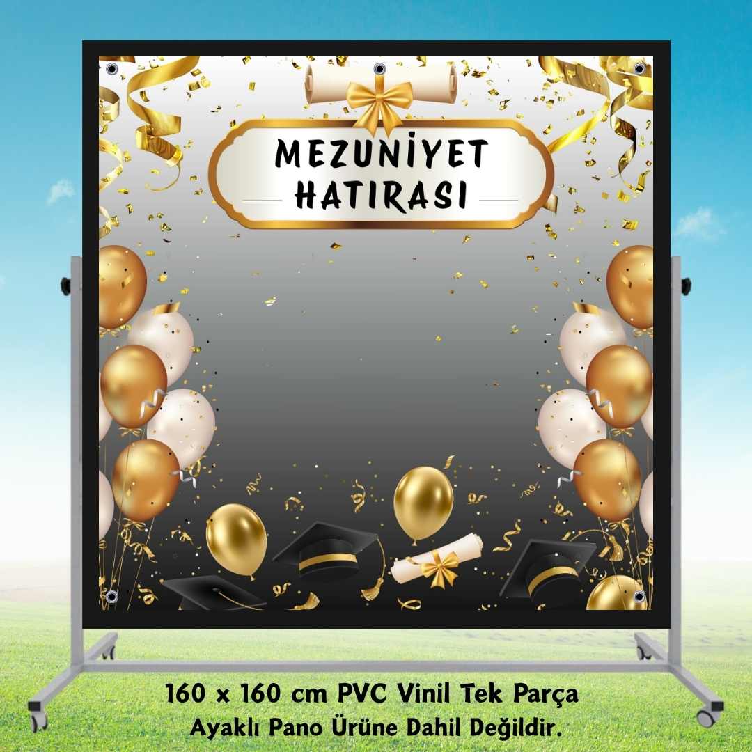 Mezuniyet Fotoğraf Panosu 160x160 cm PVC Vinil Tek Parça model 03