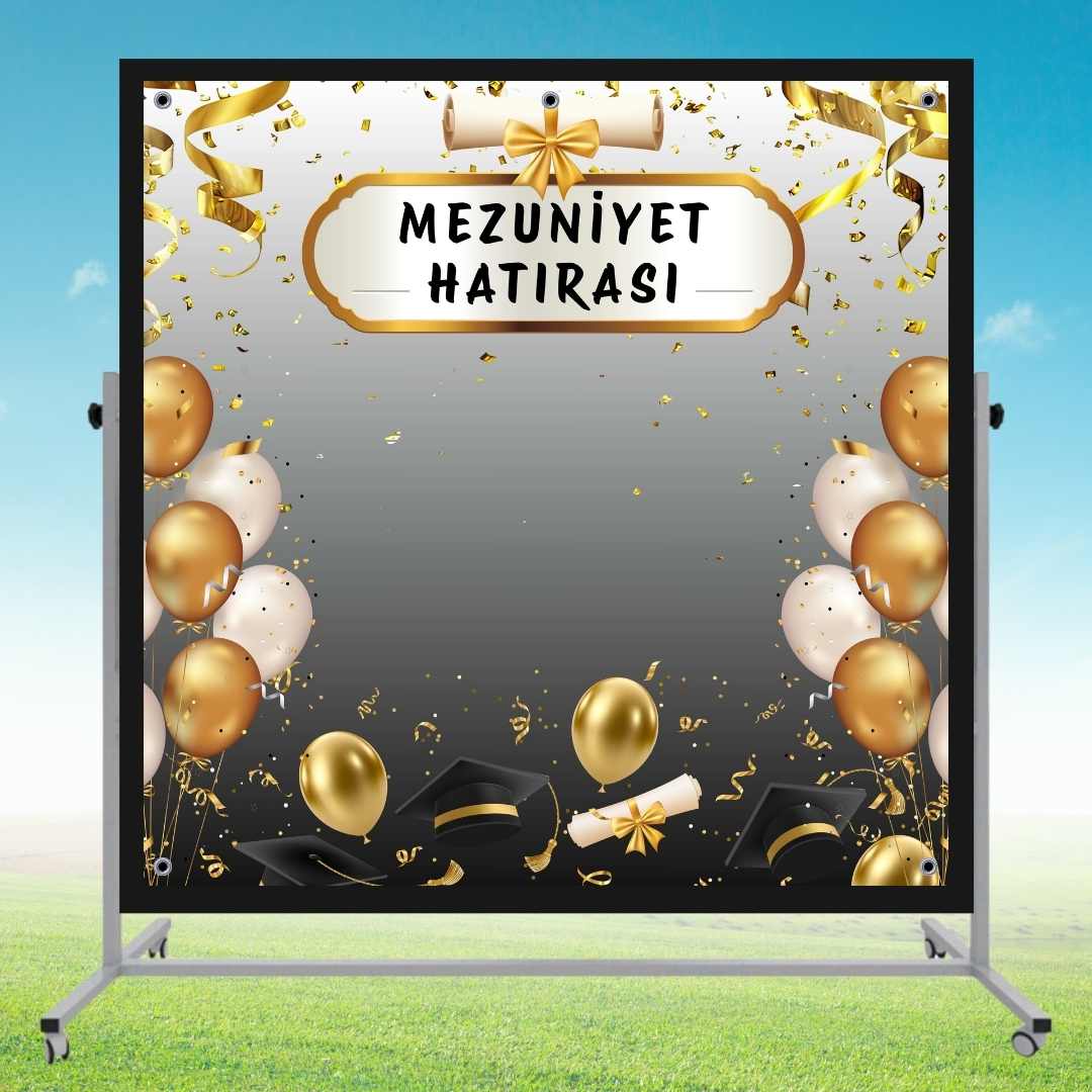 Mezuniyet Fotoğraf Panosu 160x160 cm PVC Vinil Tek Parça model 03