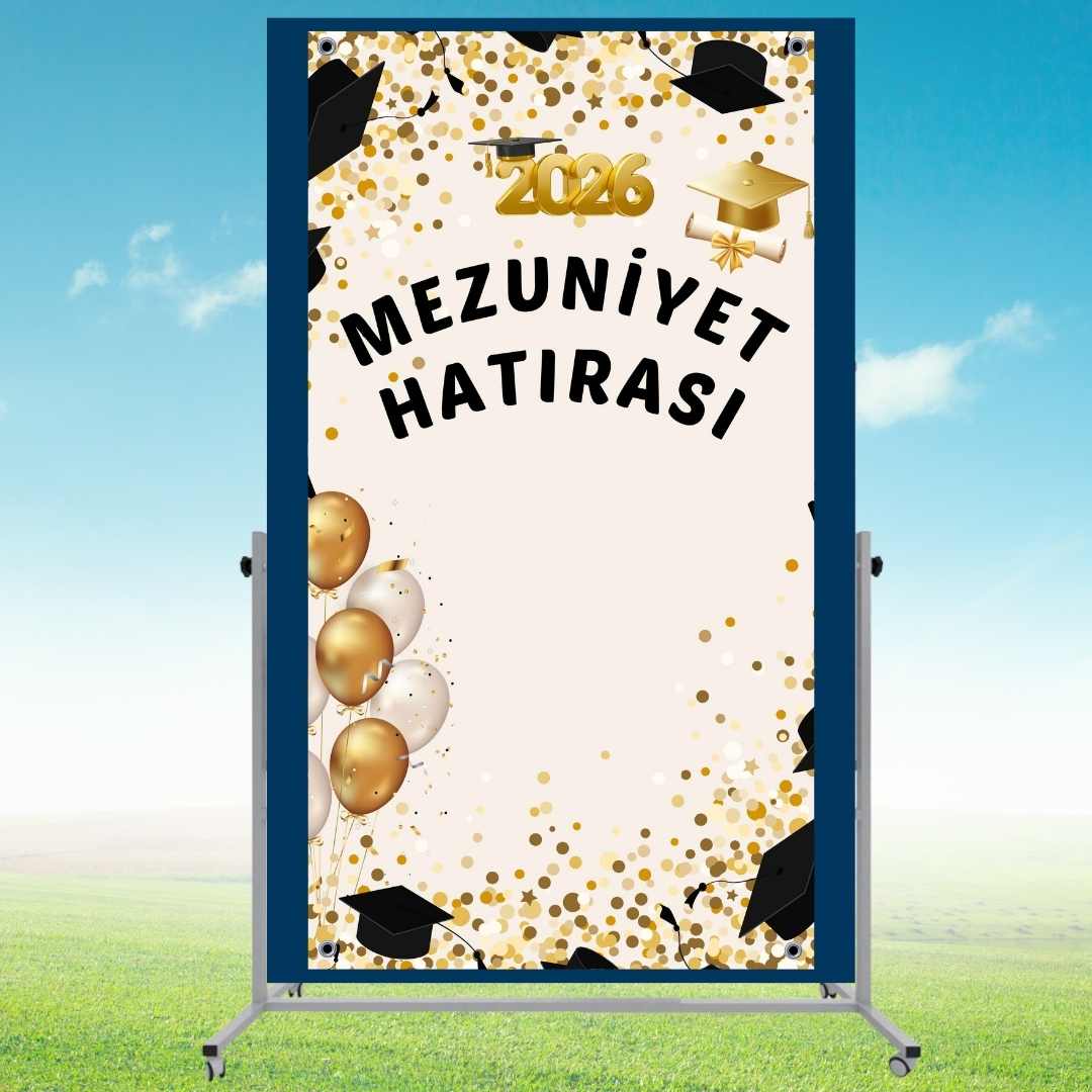 Mezuniyet Fotoğraf Panosu 160x160 cm PVC Vinil Tek Parça model 04