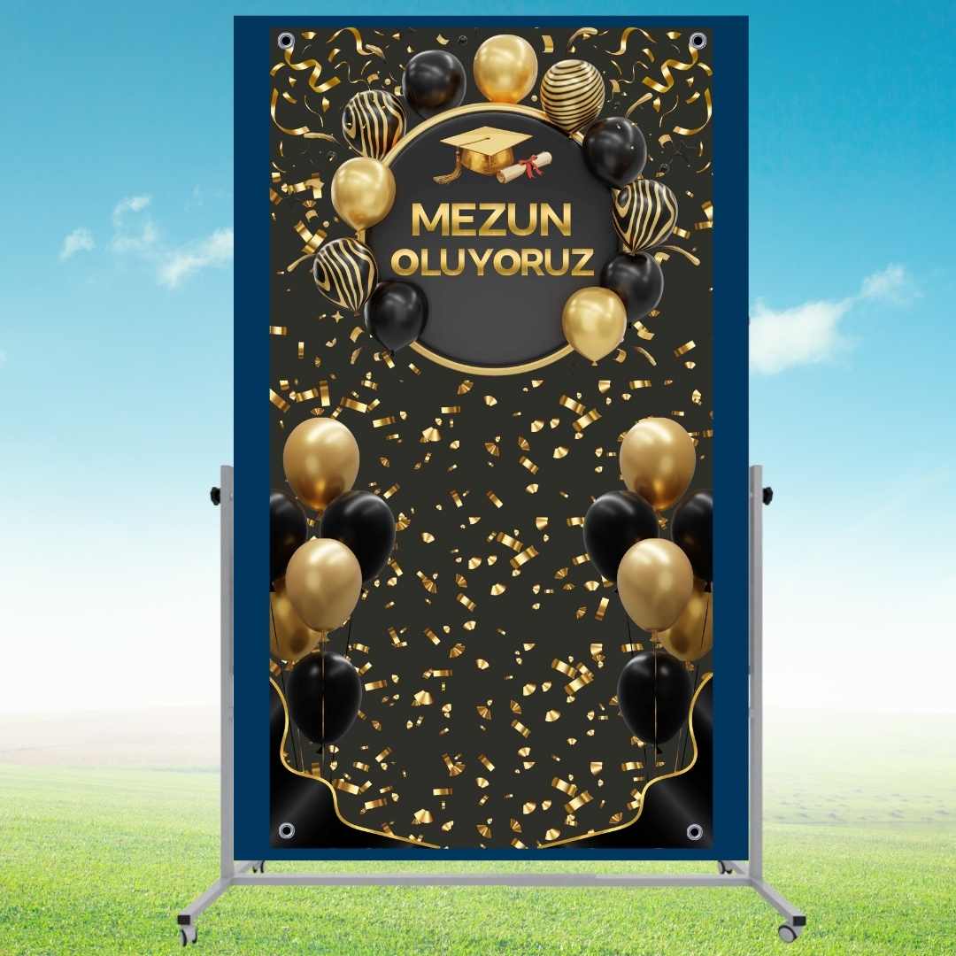 Mezuniyet Fotoğraf Panosu 108x200cm PVC Vinil Tek Parça model 06