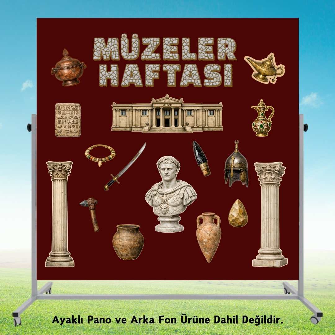 Müzeler Haftası Temalı Okul Panosu Figür Seti | Hazır Kesim Sınıf Süsü