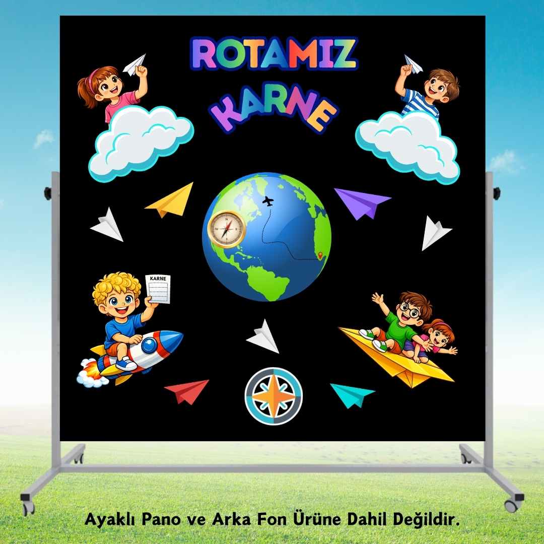 Karne Günü Temalı Rotamız Karne Okul Panosu Figür Seti | Hazır Kesim Sınıf Süsü 