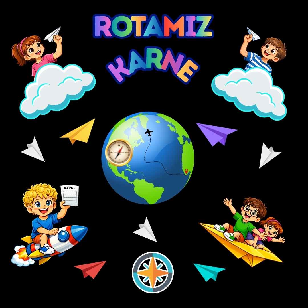 Karne Günü Temalı Rotamız Karne Okul Panosu Figür Seti | Hazır Kesim Sınıf Süsü 