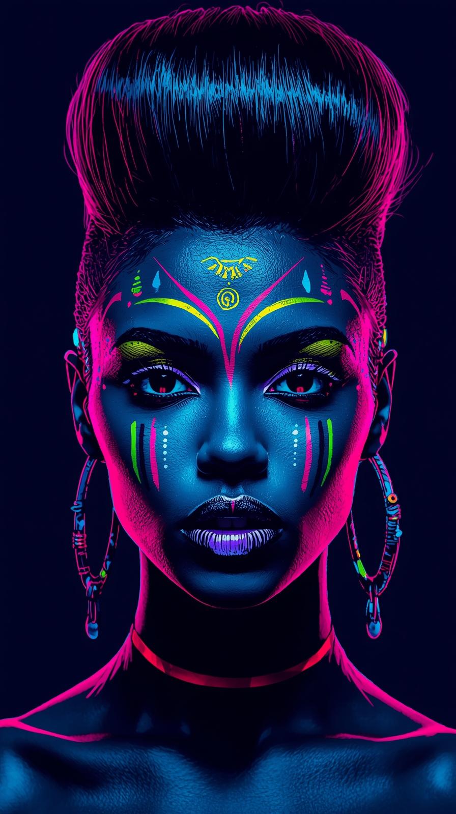 Neon Yüzler– Pop Art Kadın Portre Serisi 02 (Canlı Renkler ve Asi Duruş)