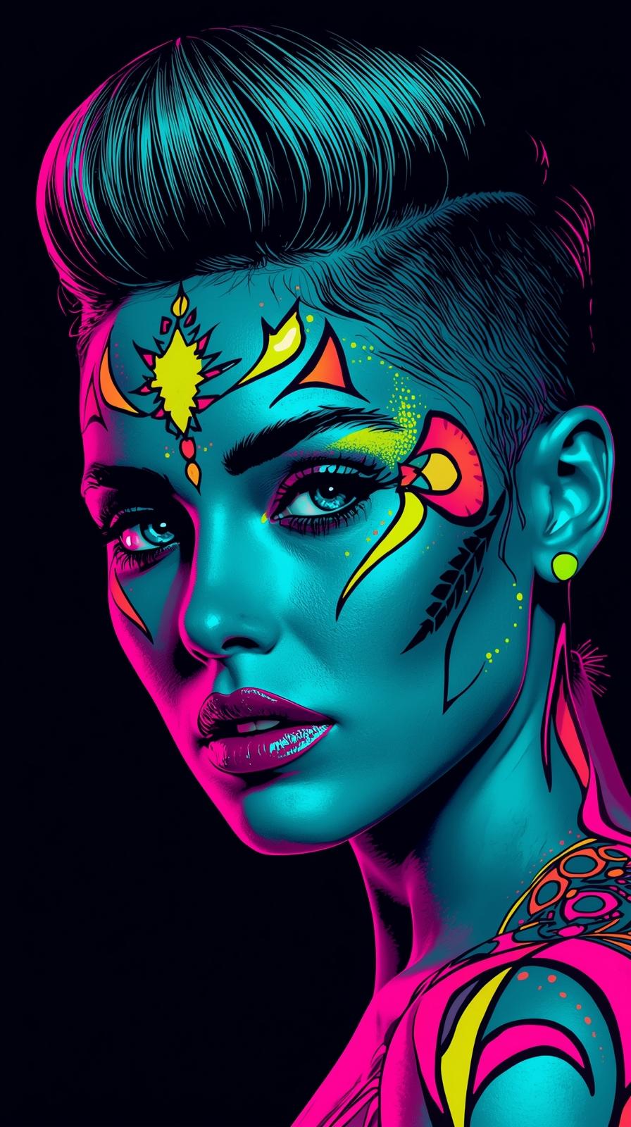 Neon Yüzler– Pop Art Kadın Portre Serisi 03 (Canlı Renkler ve Asi Duruş) Neon Yüzler– Pop Art Kadın Portre Serisi 03 (Canlı Renkler ve Asi Duruş)