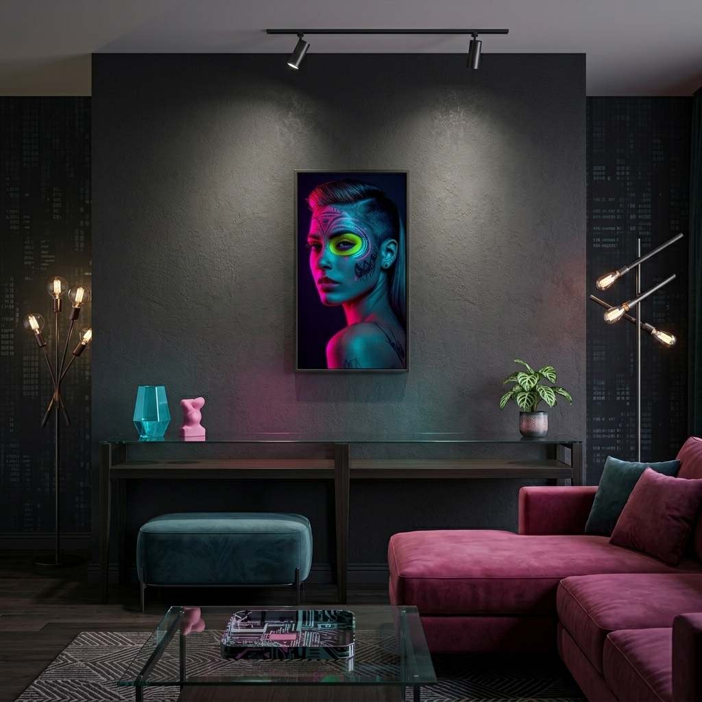Neon Yüzler– Pop Art Kadın Portre Serisi 05 (Canlı Renkler ve Asi Duruş)