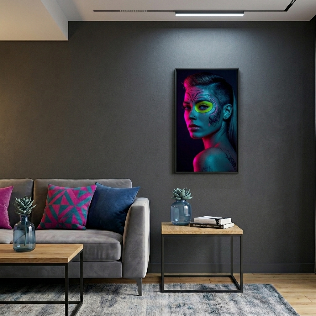 Neon Yüzler– Pop Art Kadın Portre Serisi 05 (Canlı Renkler ve Asi Duruş)