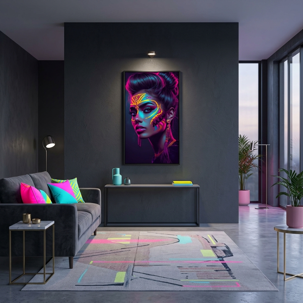 Neon Yüzler– Pop Art Kadın Portre Serisi 06 (Canlı Renkler ve Asi Duruş)