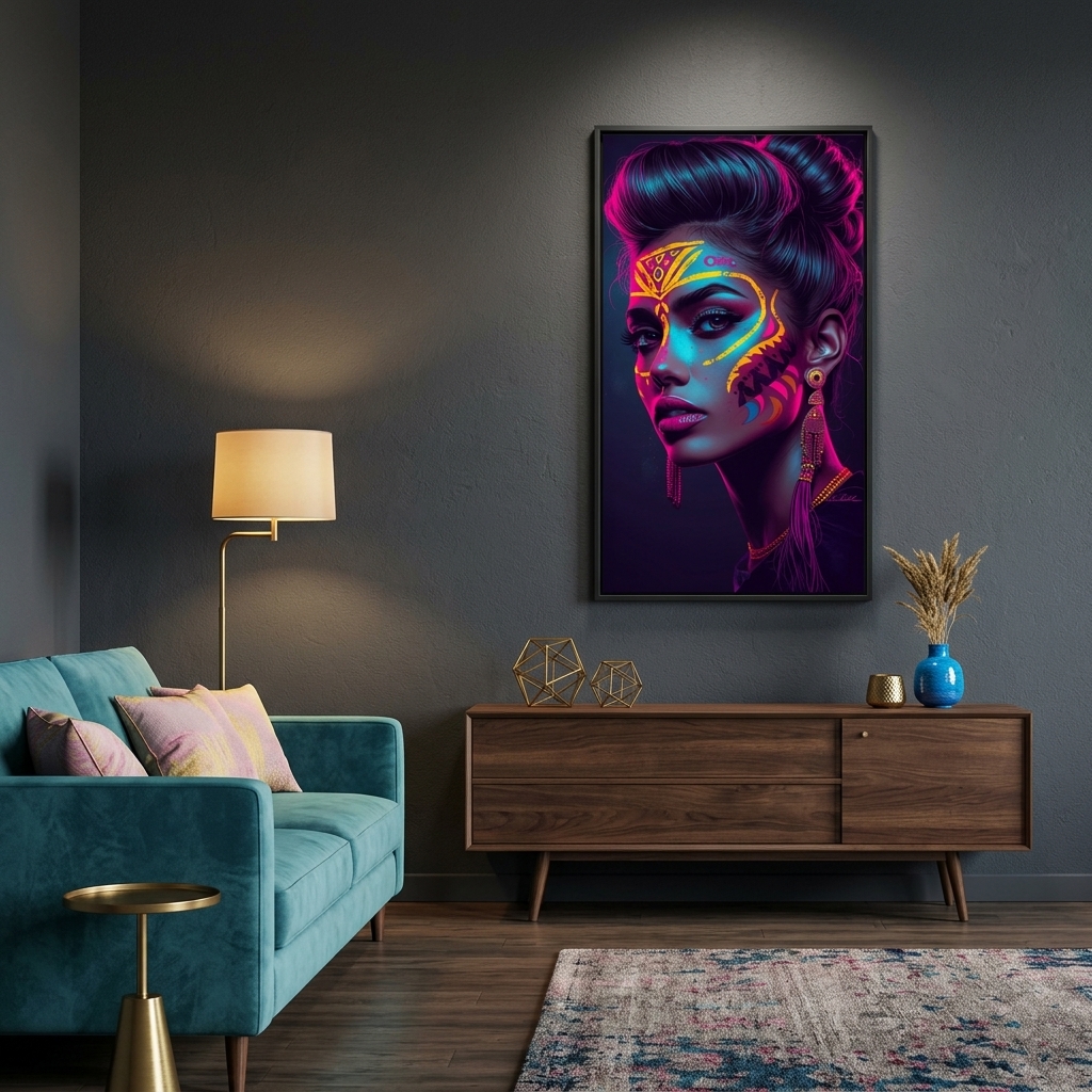 Neon Yüzler– Pop Art Kadın Portre Serisi 06 (Canlı Renkler ve Asi Duruş)
