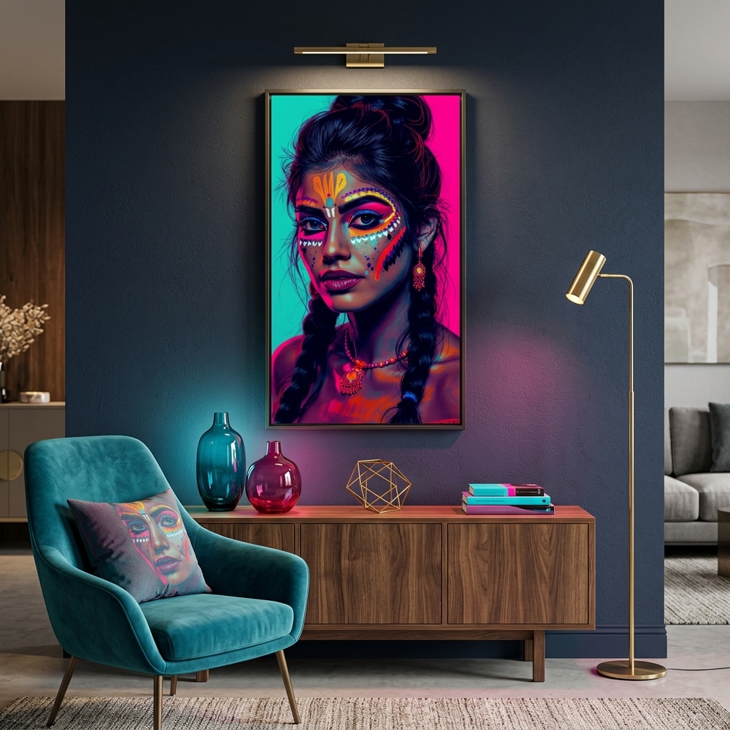 Neon Yüzler– Pop Art Kadın Portre Serisi 08 (Canlı Renkler ve Asi Duruş)