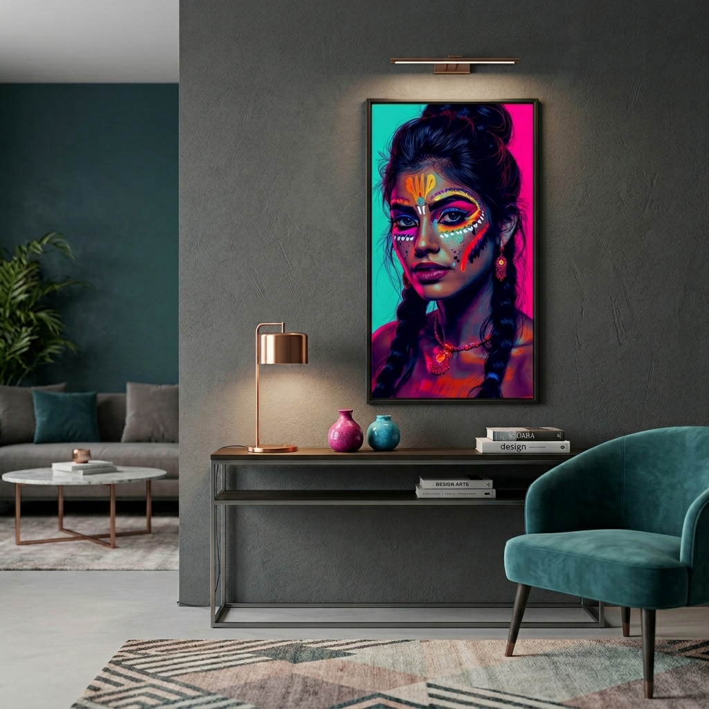 Neon Yüzler– Pop Art Kadın Portre Serisi 08 (Canlı Renkler ve Asi Duruş)