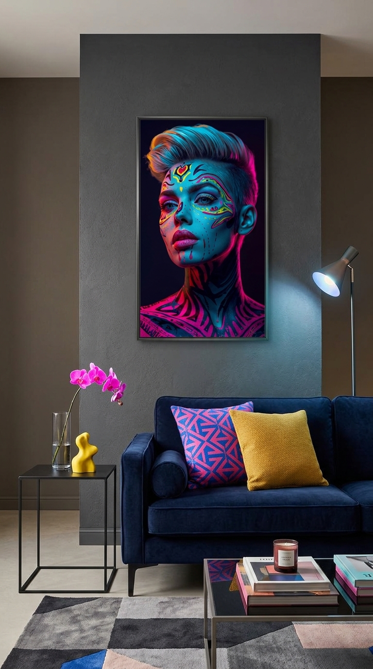 Neon Yüzler– Pop Art Kadın Portre Serisi 11 (Canlı Renkler ve Asi Duruş)