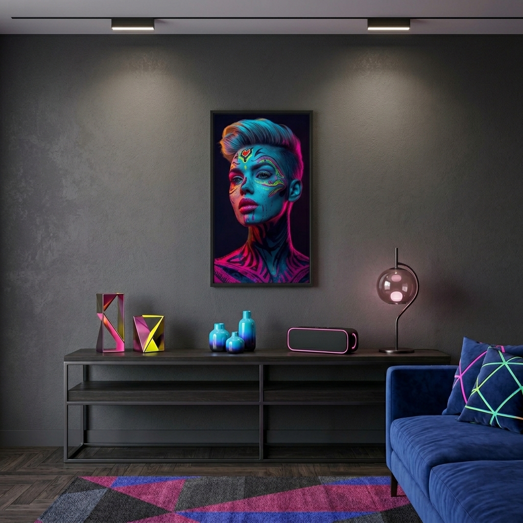 Neon Yüzler– Pop Art Kadın Portre Serisi 11 (Canlı Renkler ve Asi Duruş)