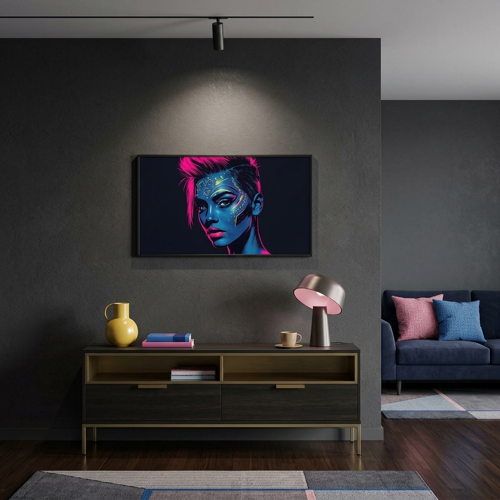 Neon Yüzler– Pop Art Kadın Portre Serisi 12 (Canlı Renkler ve Asi Duruş)
