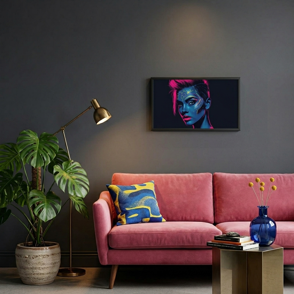 Neon Yüzler– Pop Art Kadın Portre Serisi 12 (Canlı Renkler ve Asi Duruş)