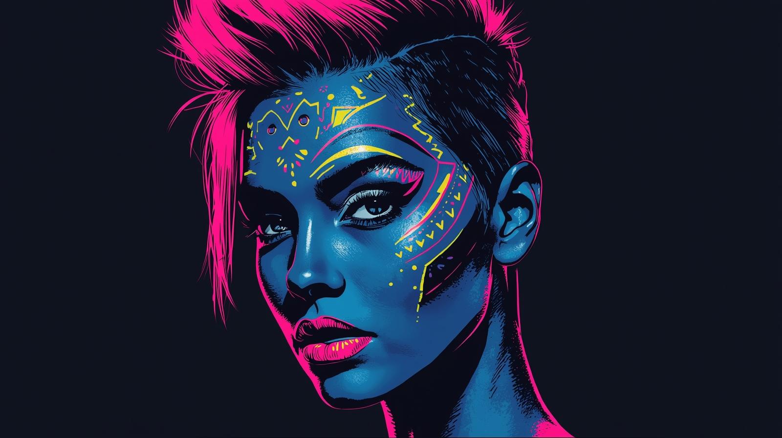 Neon Yüzler– Pop Art Kadın Portre Serisi 12 (Canlı Renkler ve Asi Duruş) Neon Yüzler– Pop Art Kadın Portre Serisi 12 (Canlı Renkler ve Asi Duruş)