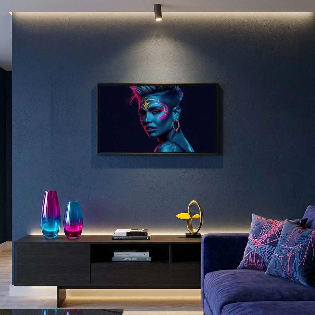 Neon Yüzler– Pop Art Kadın Portre Serisi 16 (Canlı Renkler ve Asi Duruş)