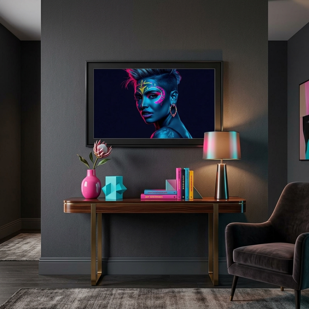 Neon Yüzler– Pop Art Kadın Portre Serisi 16 (Canlı Renkler ve Asi Duruş)