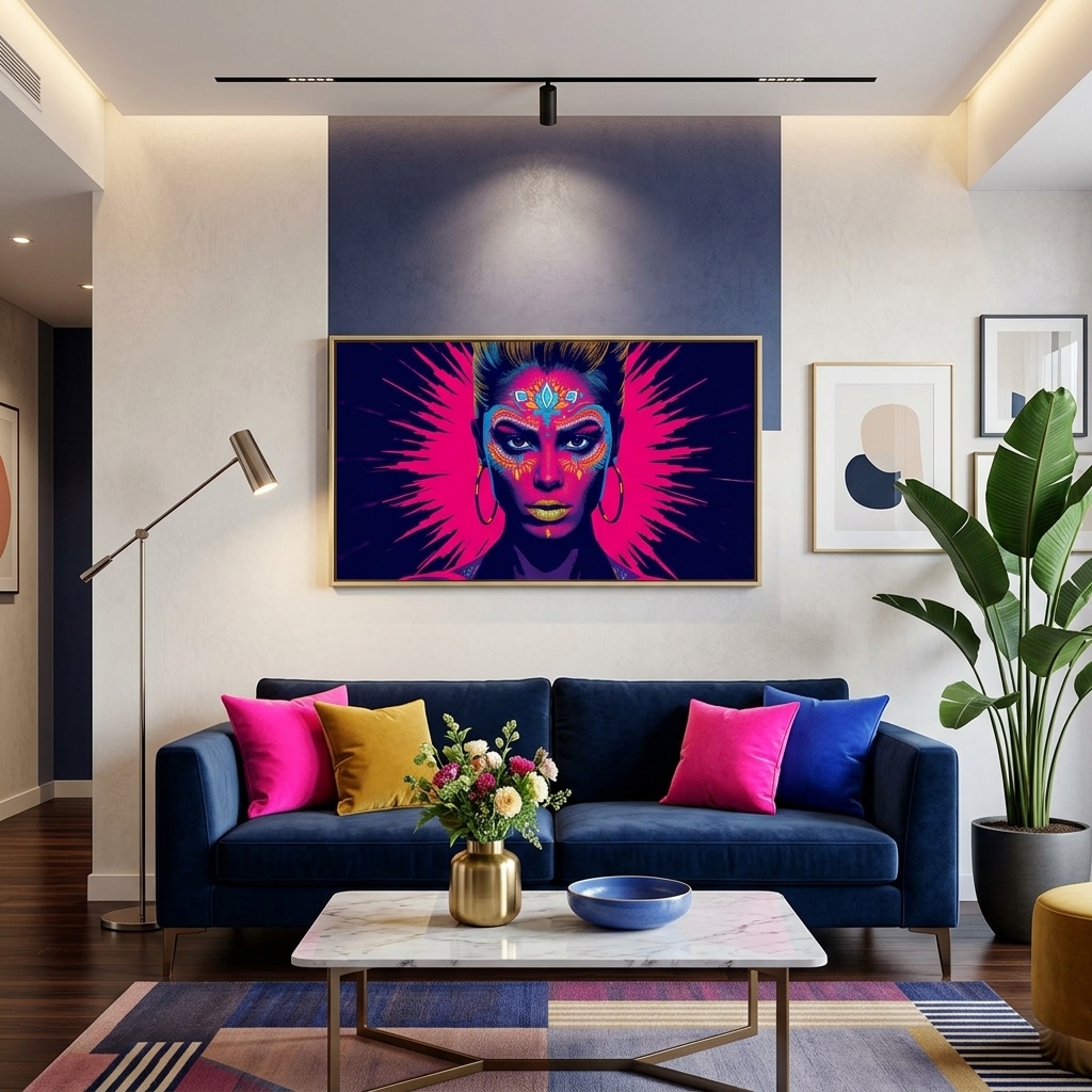 Neon Yüzler– Pop Art Kadın Portre Serisi 19 (Canlı Renkler ve Asi Duruş)