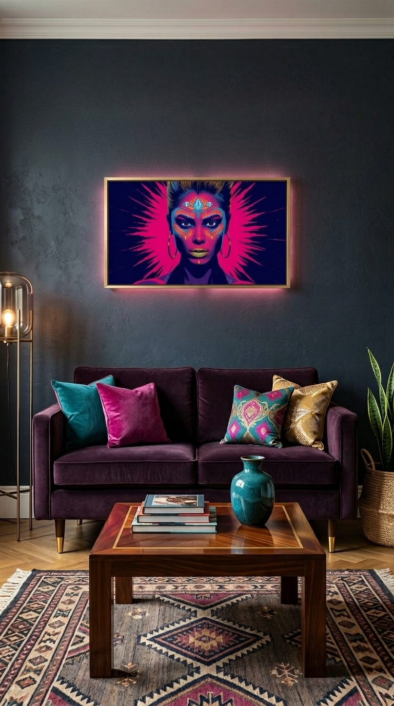 Neon Yüzler– Pop Art Kadın Portre Serisi 19 (Canlı Renkler ve Asi Duruş)