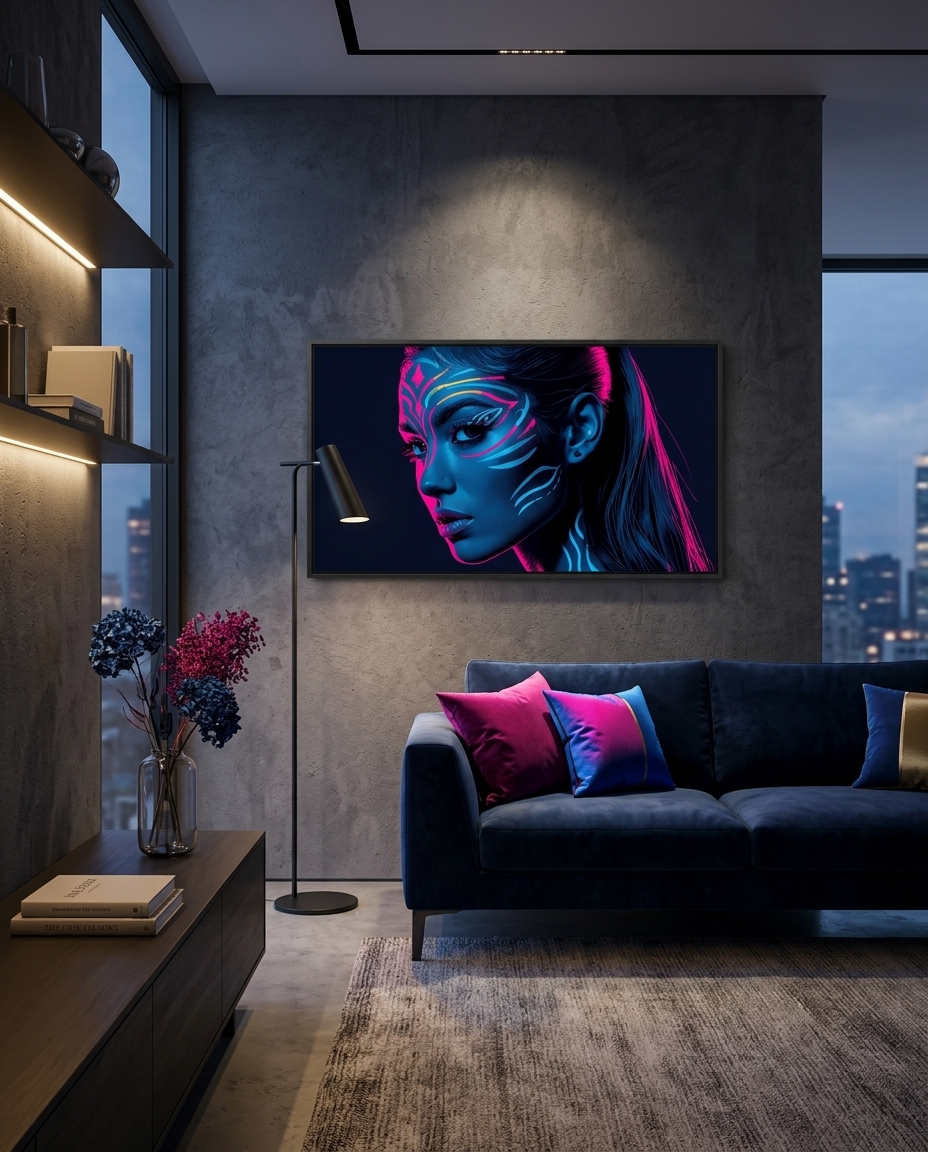 Neon Yüzler– Pop Art Kadın Portre Serisi 20 (Canlı Renkler ve Asi Duruş)