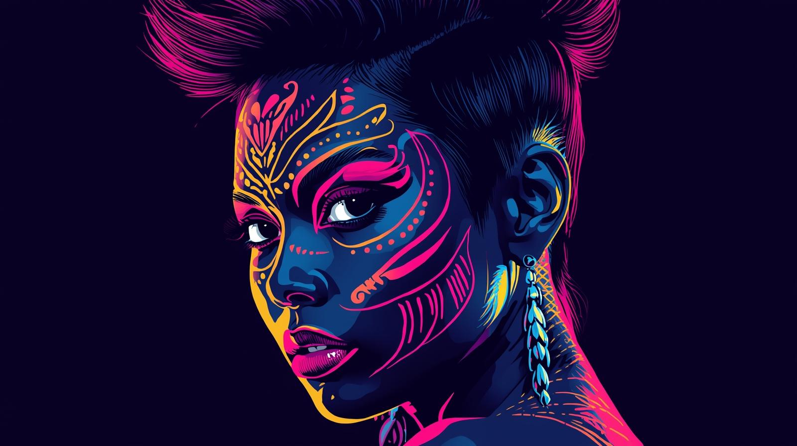 Neon Yüzler– Pop Art Kadın Portre Serisi 22 (Canlı Renkler ve Asi Duruş) Neon Yüzler– Pop Art Kadın Portre Serisi 22 (Canlı Renkler ve Asi Duruş)