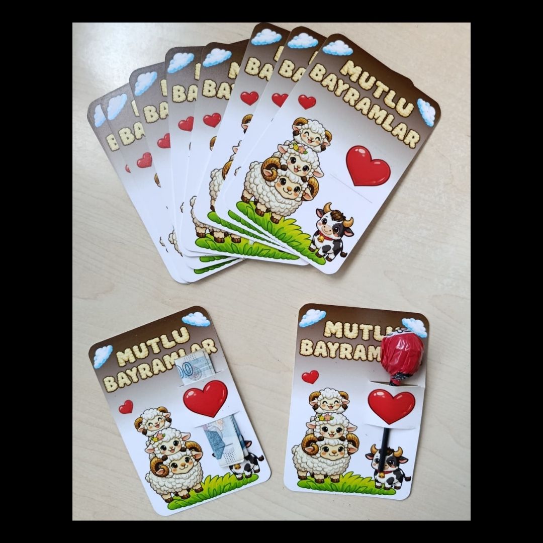 Kurban Bayramı Temalı Harçlık / Şeker Kartı 40 Adet