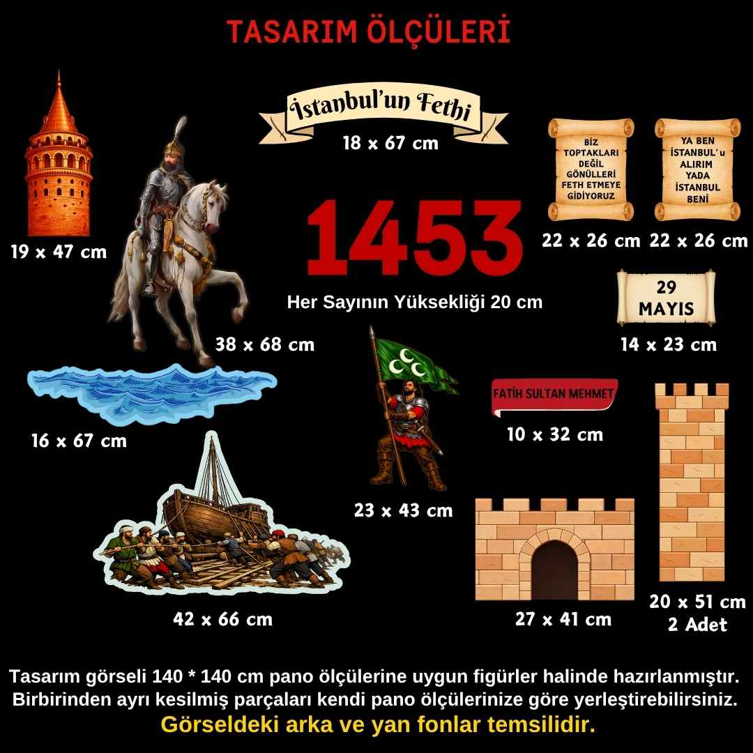 İstanbul'un Fethi Temalı Okul Panosu Figür Seti | Hazır Kesim Sınıf Süsü İstanbul'un Fethi Temalı Okul Panosu Figür Seti | Hazır Kesim Sınıf Süsü