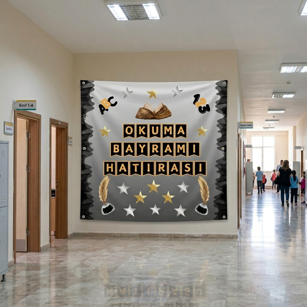 Okuma Bayramı Hatıra Fotoğrafı Panosu PVC Vinil Pano Süsü 160x160 cm | Tek Parça 04