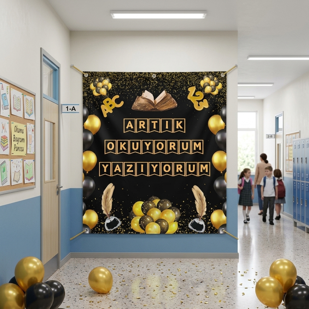 Okuma Bayramı Hatıra Fotoğrafı Panosu PVC Vinil Pano Süsü 160 x 200 cm | Tek Parça 04