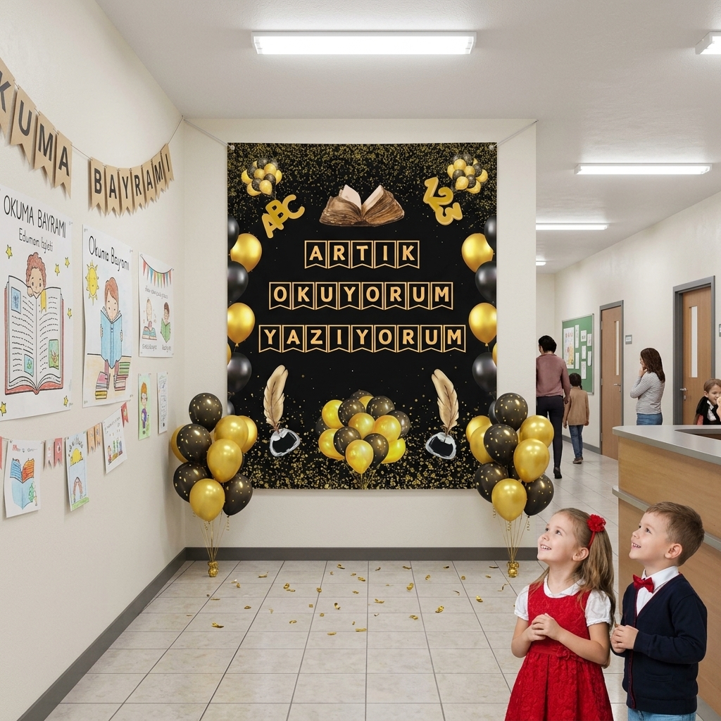 Okuma Bayramı Hatıra Fotoğrafı Panosu PVC Vinil Pano Süsü 160 x 200 cm | Tek Parça 04