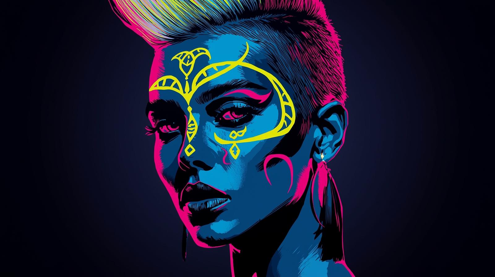 Neon Yüzler– Pop Art Kadın Portre Serisi 23 (Canlı Renkler ve Asi Duruş) Neon Yüzler– Pop Art Kadın Portre Serisi 23 (Canlı Renkler ve Asi Duruş)