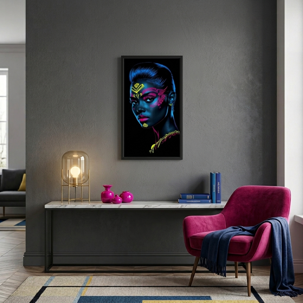 Neon Yüzler– Pop Art Kadın Portre Serisi 24 (Canlı Renkler ve Asi Duruş)