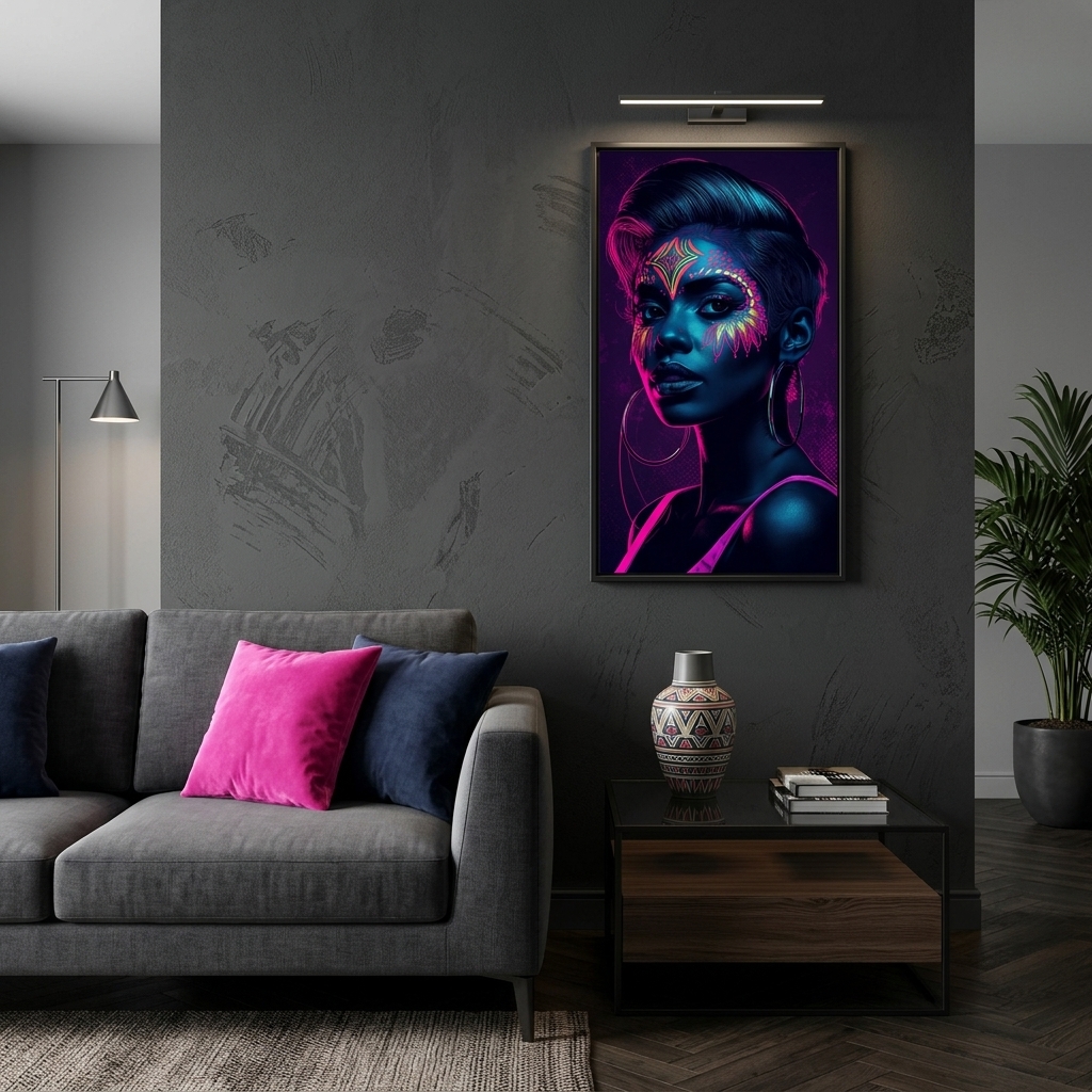 Neon Yüzler– Pop Art Kadın Portre Serisi 25 (Canlı Renkler ve Asi Duruş)