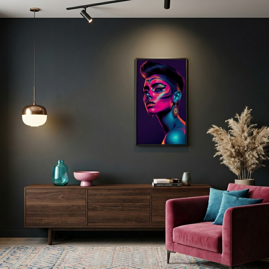 Neon Yüzler– Pop Art Kadın Portre Serisi 26 (Canlı Renkler ve Asi Duruş)