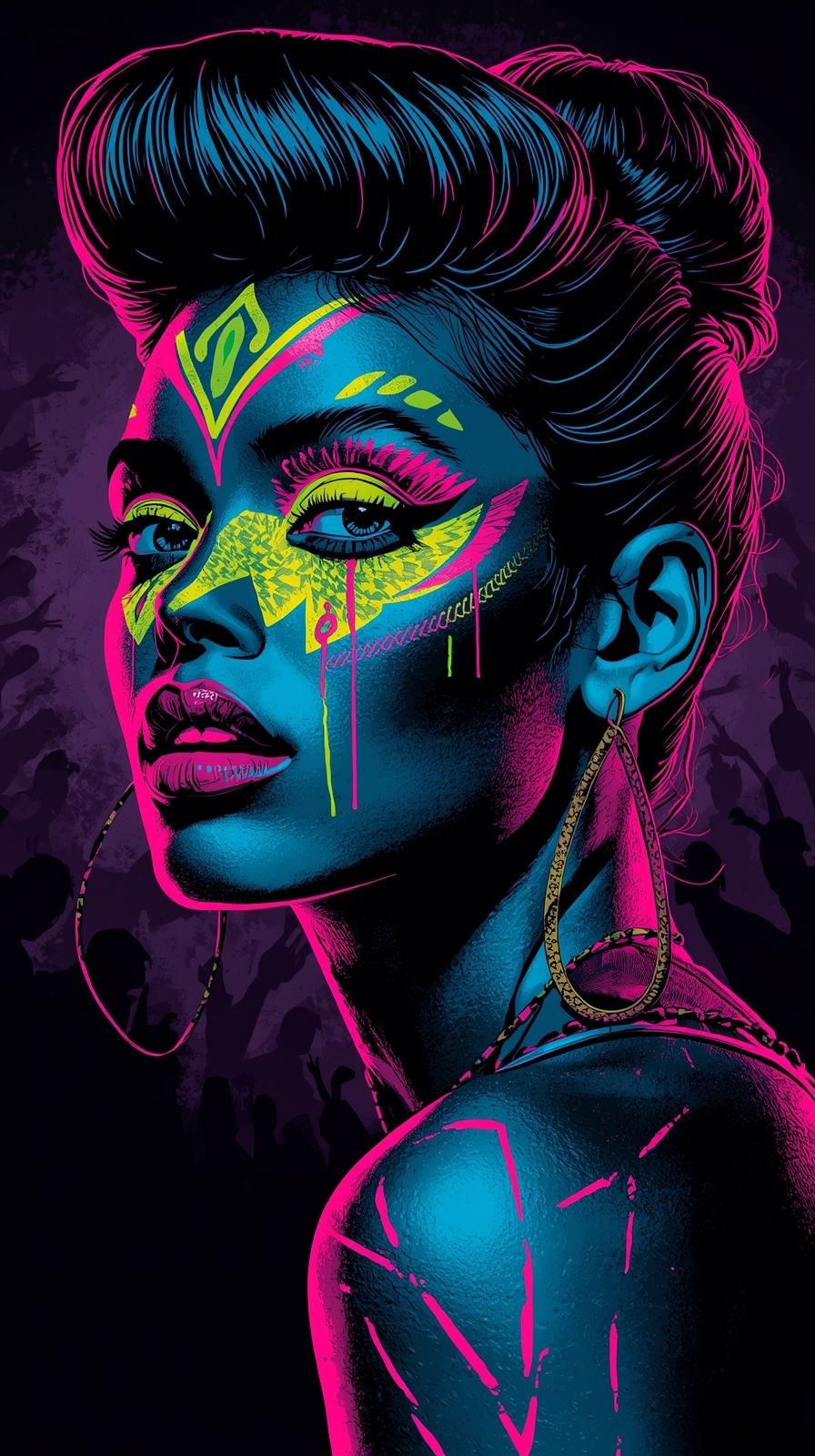 Neon Yüzler– Pop Art Kadın Portre Serisi 28 (Canlı Renkler ve Asi Duruş) Neon Yüzler– Pop Art Kadın Portre Serisi 28 (Canlı Renkler ve Asi Duruş)