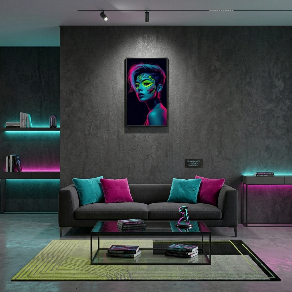 Neon Yüzler– Pop Art Kadın Portre Serisi 30 (Canlı Renkler ve Asi Duruş)